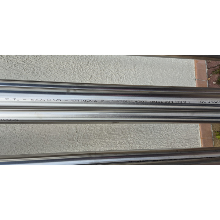 Tube Inox 63.5mm x 1.5mm - 1 Mètre 304L