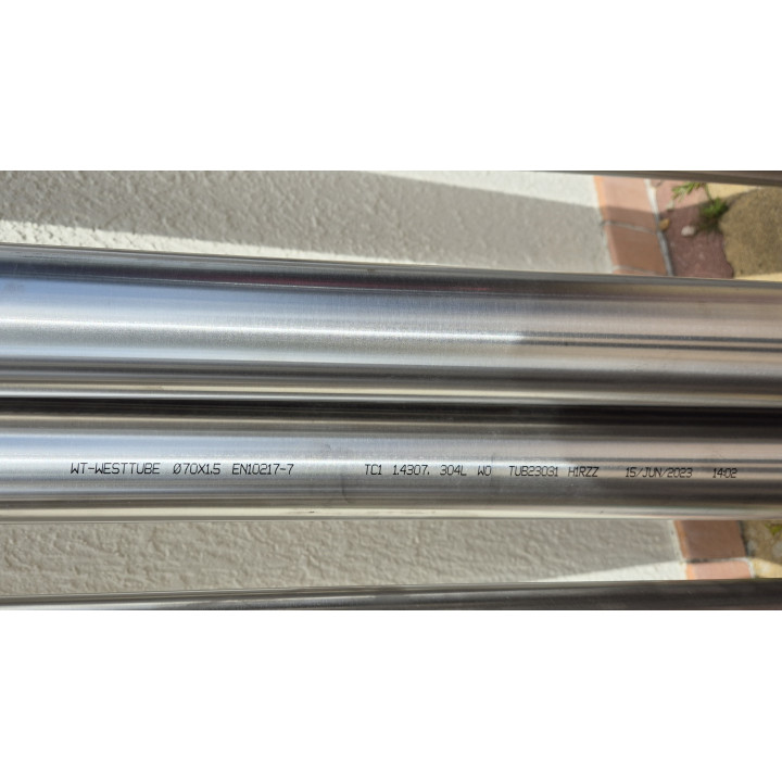 Tube Inox 70mm x 1.5mm - 1 Mètre 304L