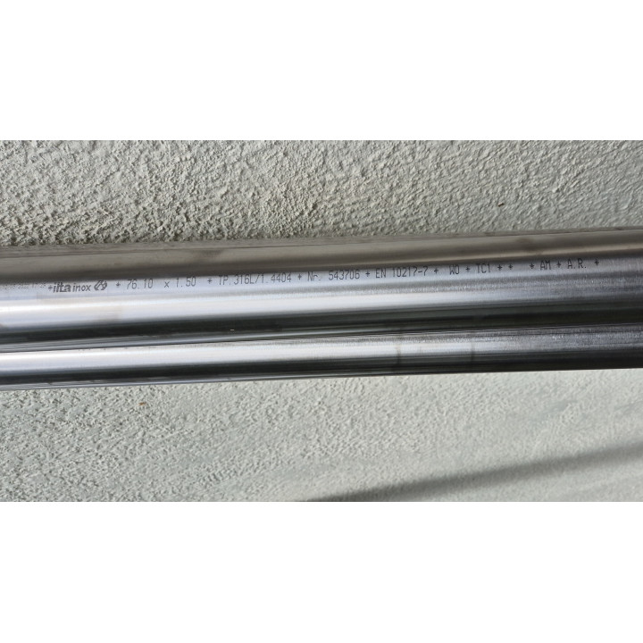 Tube Inox 76.1mm x 1.5mm - 1 Mètre 316L