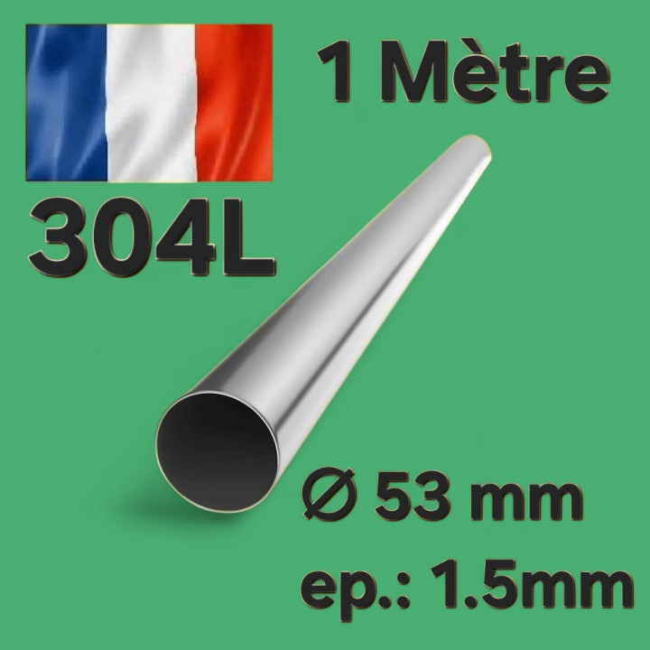 Tube Inox 53mm x 1.5mm - 1 Mètre 304L