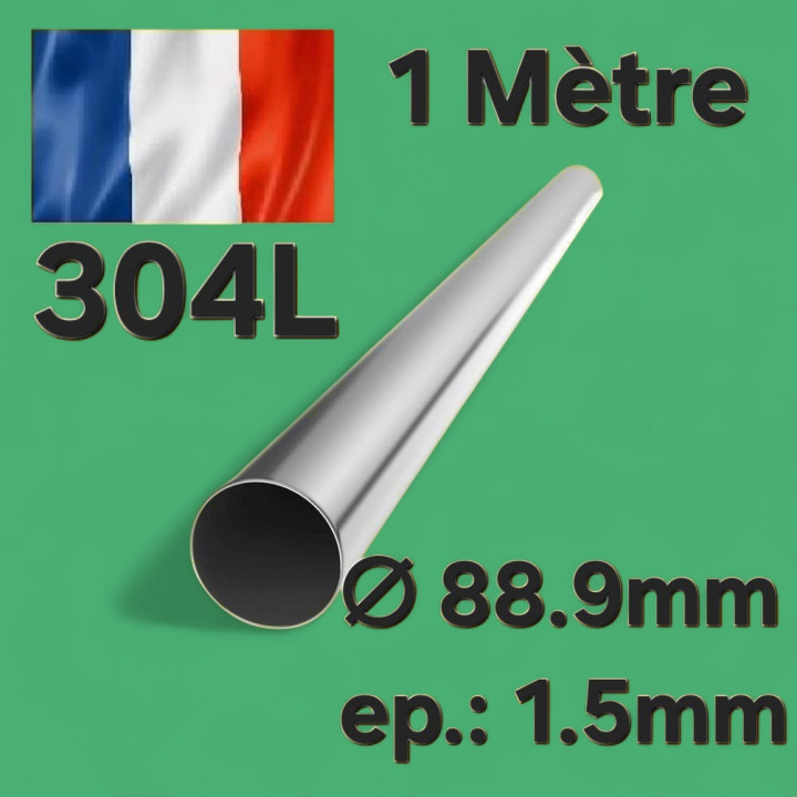 Tube Inox 88.9mm x 1.5mm - 1 Mètre 304L