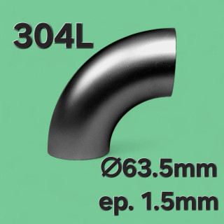 Coude 90° 63.5 x 1.5mm- Inox 304L