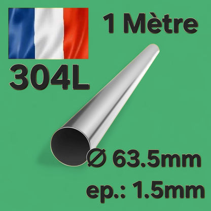 Tube Inox 63.5mm x 1.5mm - 1 Mètre 304L