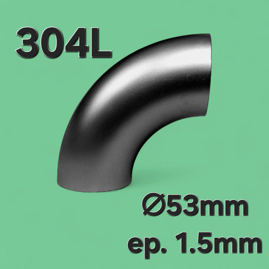 Coude 90° 53mm x 1.5mm - Inox 304L