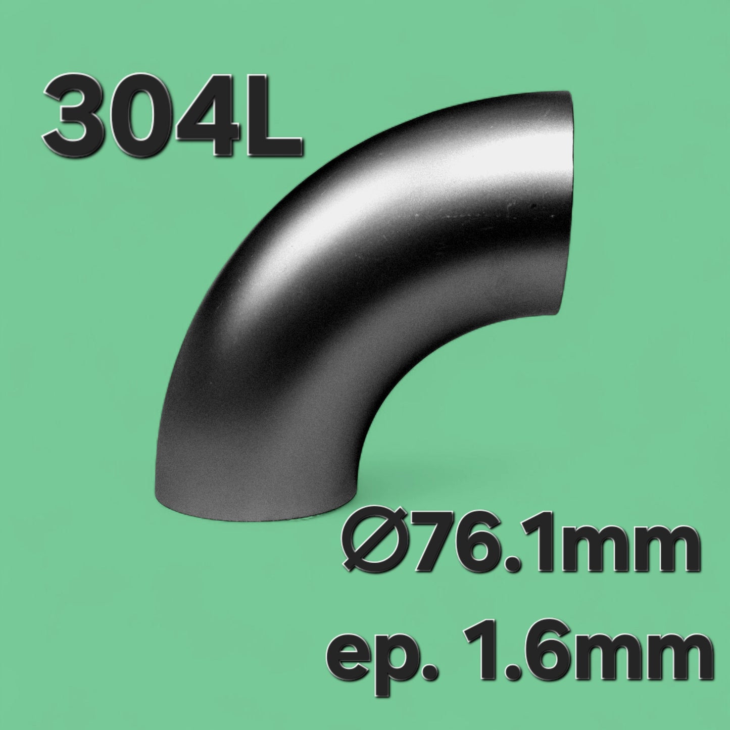 Coude 90° 76.1mm x 1.6mm - Inox 304L