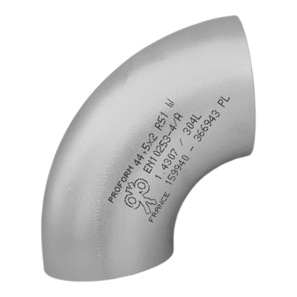Coude 90° 44.5mm x 2mm - Inox 304L