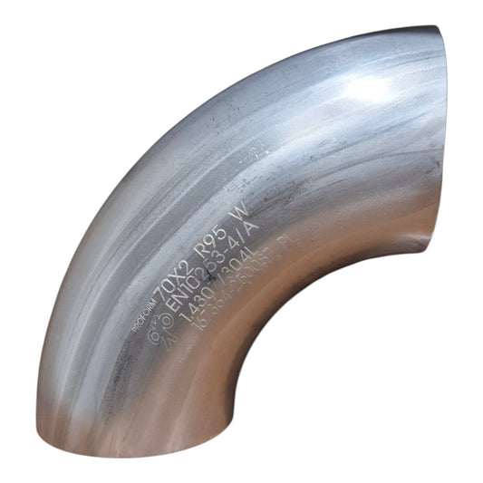Coude 90° 70mm x 2mm - Inox 304L