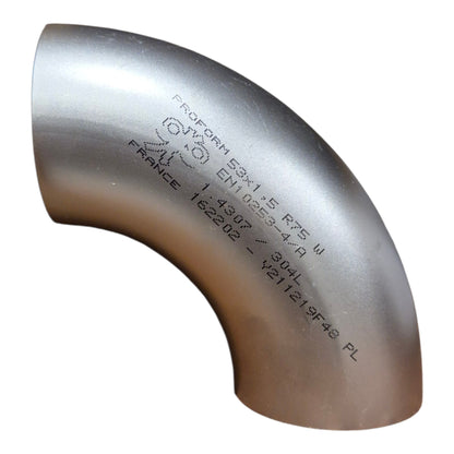 Coude 90° 53mm x 1.5mm - Inox 304L